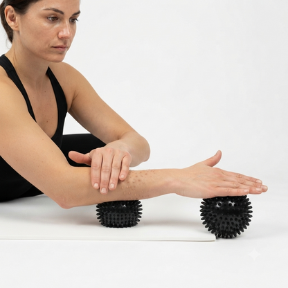 Energetics Coppia di sfere per il massaggio Knobbed Balls da 10cm di diametro 107305-050 nero