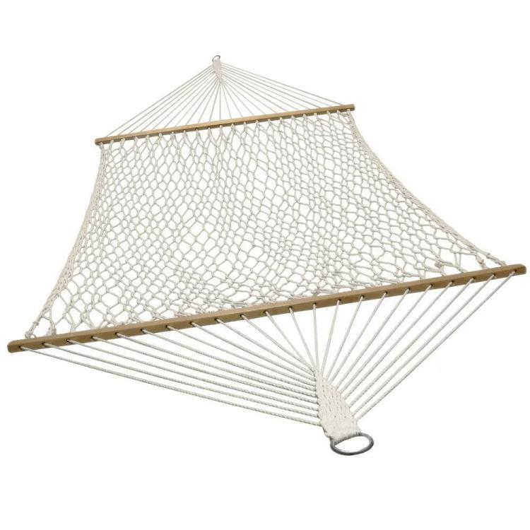 Hängematte Klassisch Netzseil Baumwolle Holzstab 80x200 Garten Camping