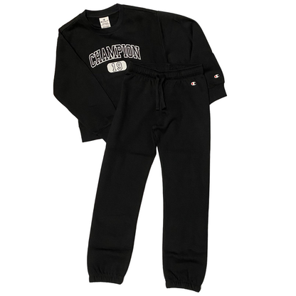 Champion tuta sportiva da ragazza con felpa girocollo Legacy Heritage 404834 KK001 nero