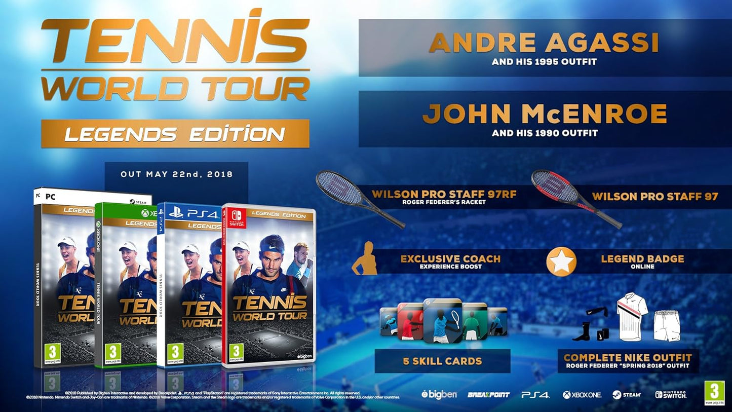 Tennis World Tour - Legends Edition PS4 Videospiel Spiel Playstation 4 ITA