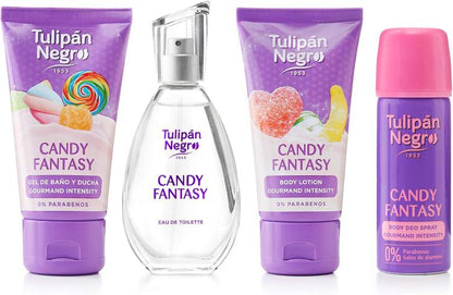 Tulipan Negro Candy Fantasy Confezione 4Pz Profumo Bagnoschiuma Deo Crema Corpo