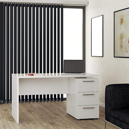 Schreibtisch 3 Schubladen Hochglanz weiß 138x60x74 cm