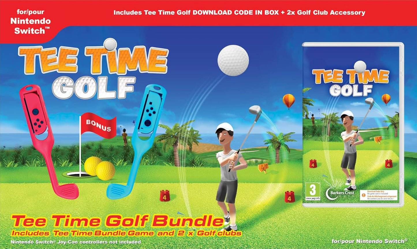 Tee Time Golf Switch Bundle + 2x Golfschläger-Zubehör Videospiel EU Mehrsprachig Ita