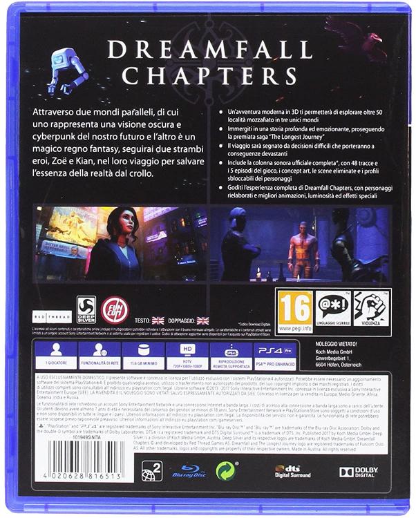 Dreamfall Chapters PS4 Video Game Italian New PlayStation 4 Game EU PAL