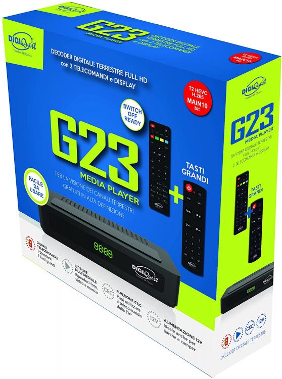 DIGIQUEST DIGITALER DVB-T2 DECODER G23 HDMI USB FHD DOPPELTE FERNBEDIENUNG