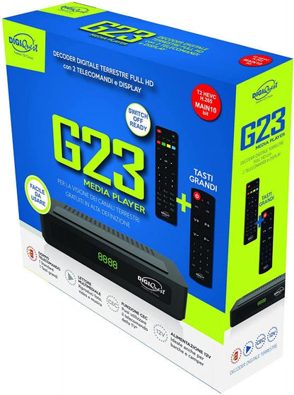 DIGIQUEST DIGITALER DVB-T2 DECODER G23 HDMI USB FHD DOPPELTE FERNBEDIENUNG