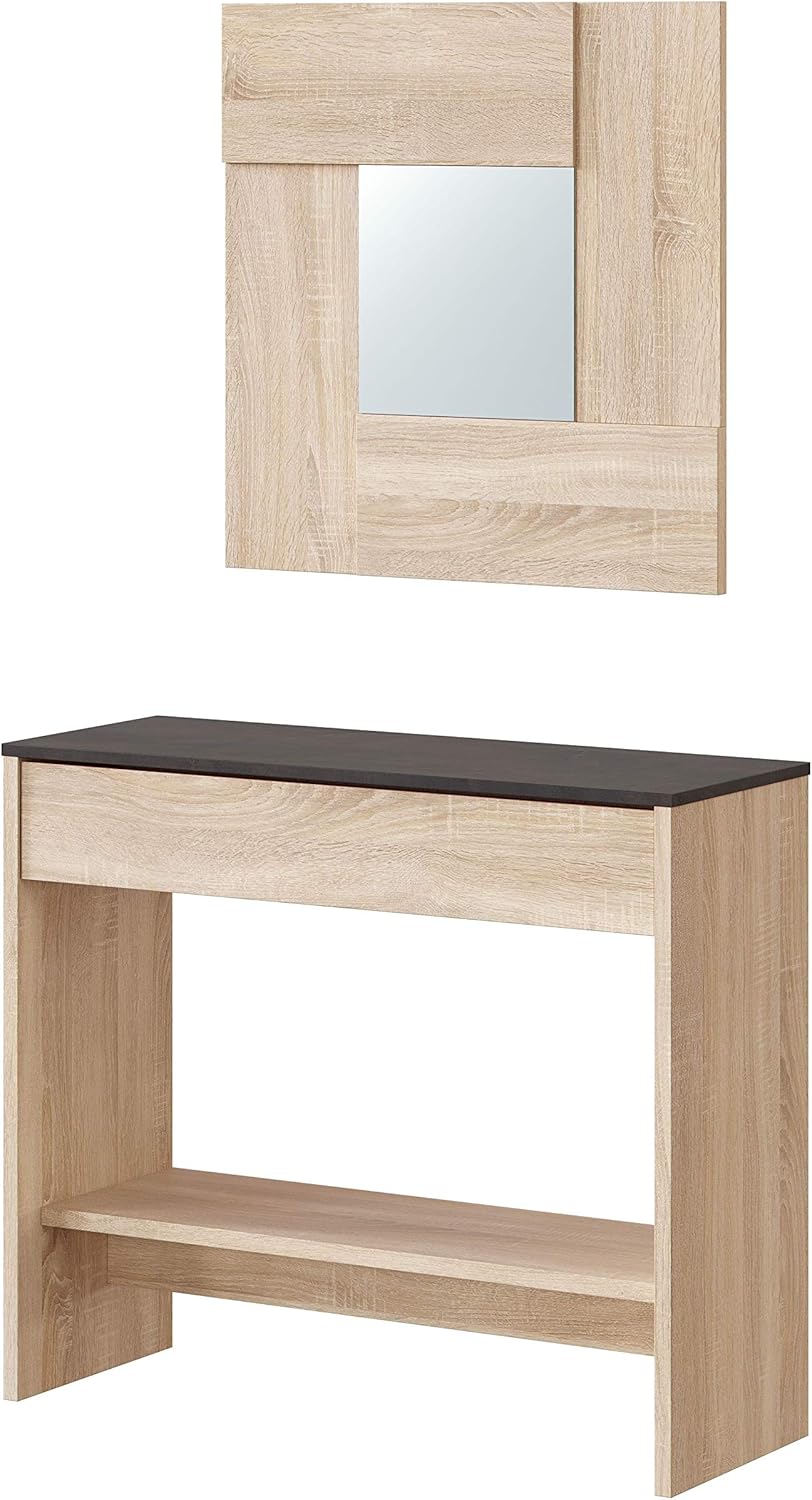 Mobile Ingresso con Cassetto e Specchio Oxys Rovere e Ossido