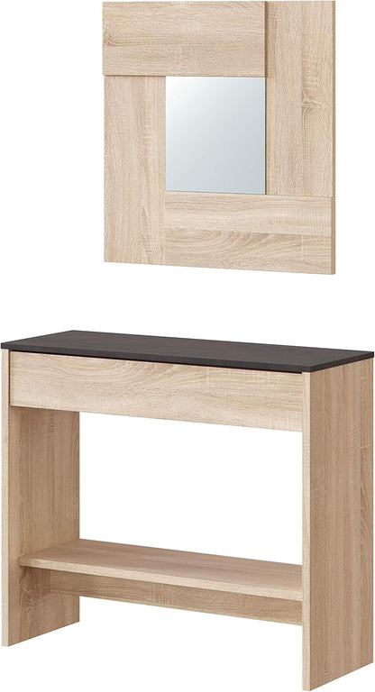 Mobile Ingresso con Cassetto e Specchio Oxys Rovere e Ossido