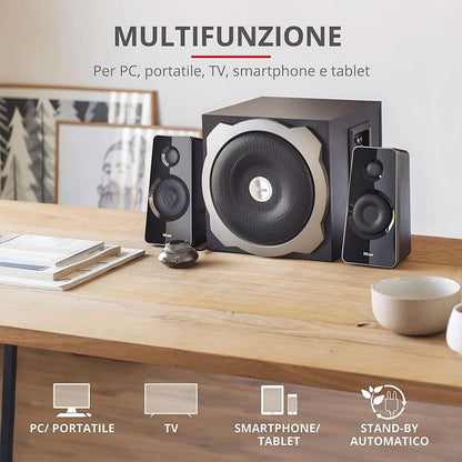 Trust Tytan 2.1 Lautsprecherset mit Subwoofer für PC, TV, Smartphone, Gaming, 120W