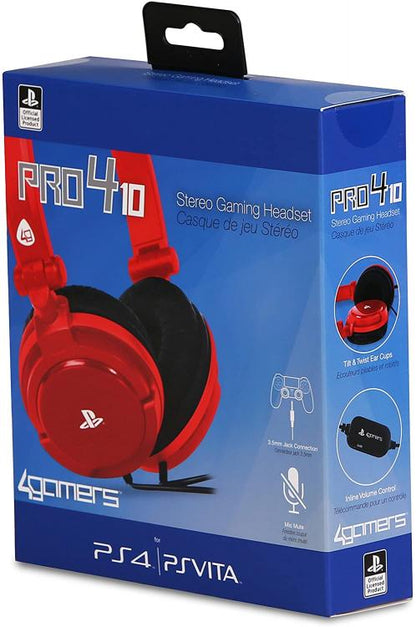 SONY HEADSET 4GAMERS PS4 PRO4 10 STEREO GAMING HEADSET PLAYSTATION 4 ROT