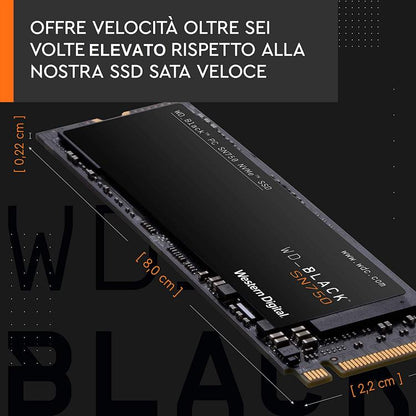 Western Digital Ssd Interno Gaming 1Tb Sn750 M.2 Wd Black Pcie Nvme 3.0