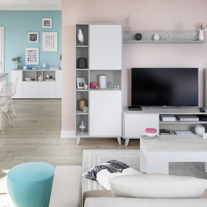 Credenza moderna Royla bianca e cemento – Stile nordico 150 cm