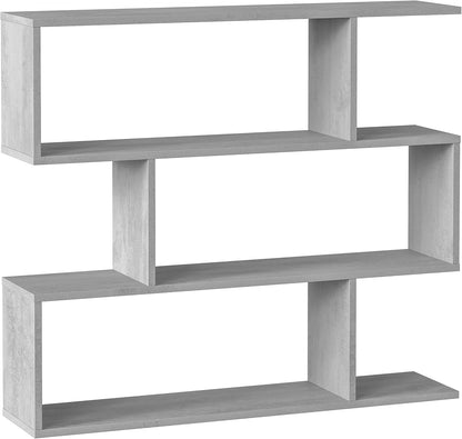 Libreria alta Athena a zig zag 110 cm colore cemento moderna