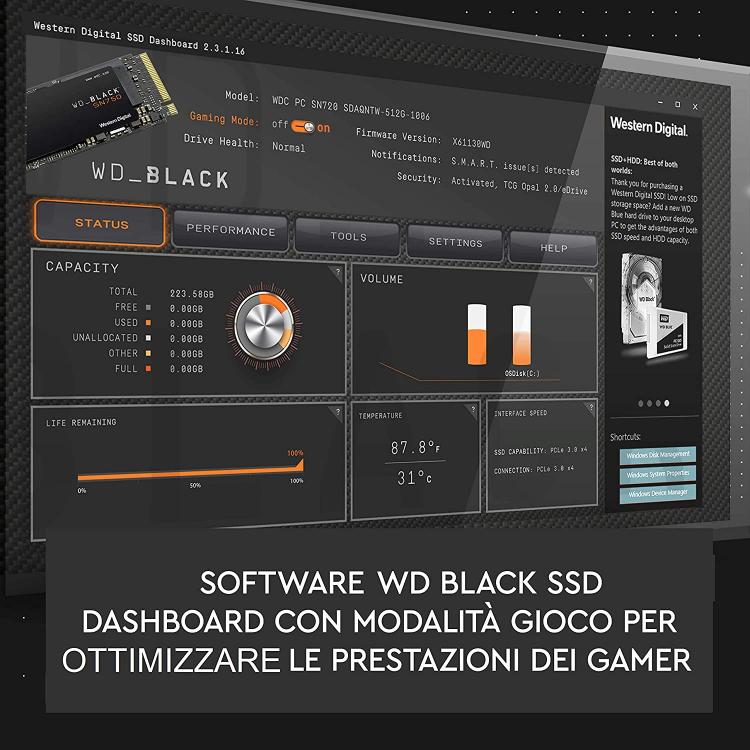 Western Digital Interne Gaming-SSD 250 GB SN750 M.2 WD Black PCIe NVMe 3.0