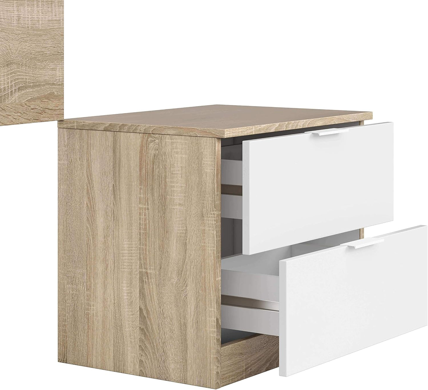 Testiera per letto singolo e comodino Rovere Canadian - Bianco Artik