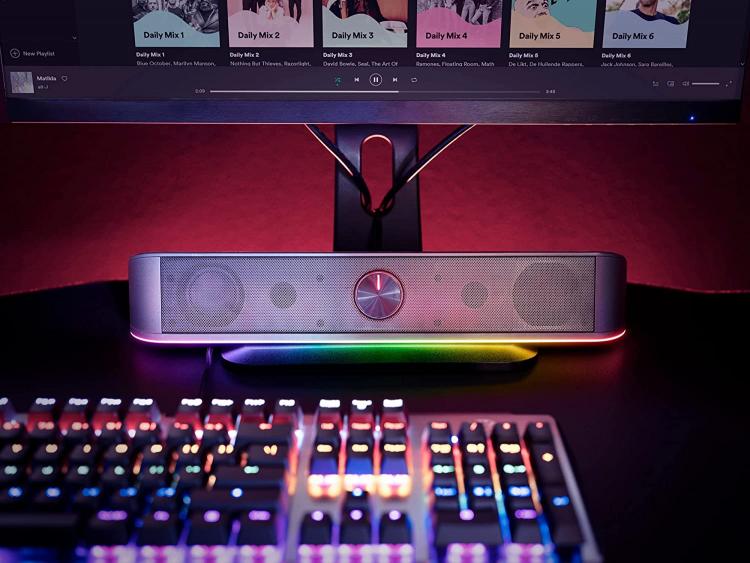 Trust Soundbar für PC TV mit RGB-LED Thorne USB/3.5mm 12 Watt Gaming-Lautsprecher |24007