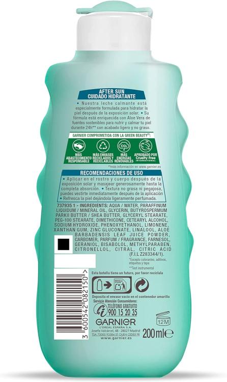 Garnier Ambre Solaire After Sun Beruhigende Feuchtigkeitsmilch mit Aloe Vera 200ml
