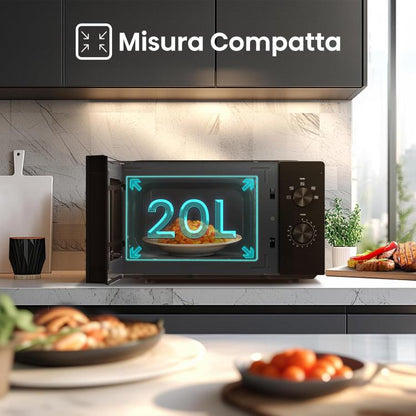 Hisense Mikrowelle Grill 20L 1100+700W Mechanische Steuerung Schwarz H20Mobp1H