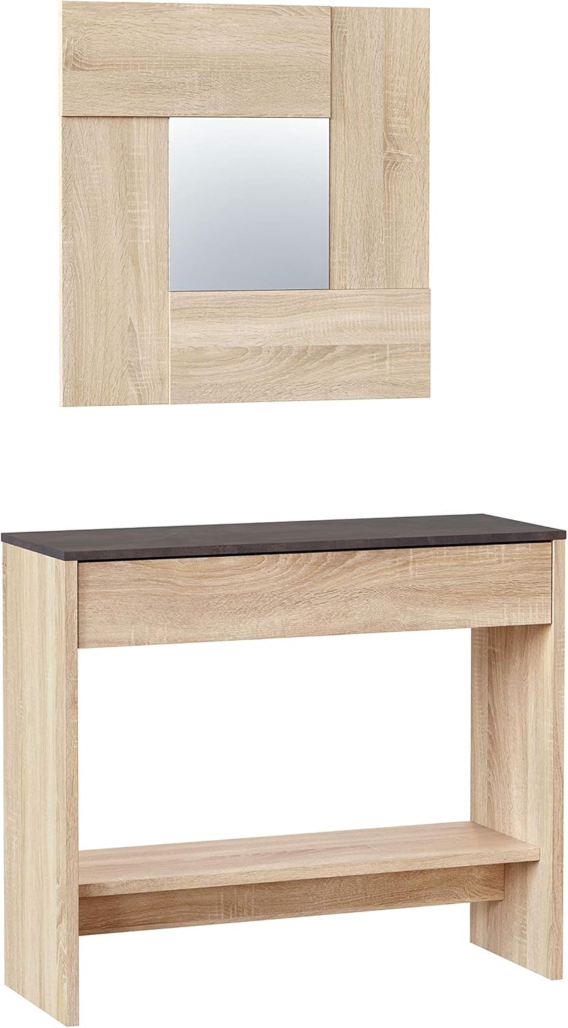 Mobile Ingresso con Cassetto e Specchio Oxys Rovere e Ossido