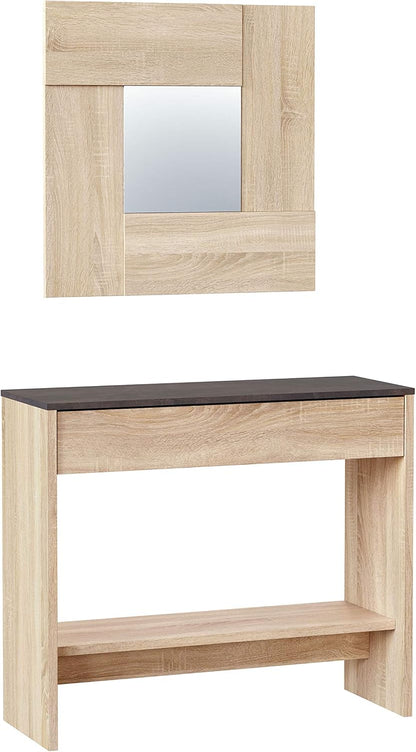 Mobile Ingresso con Cassetto e Specchio Oxys Rovere e Ossido