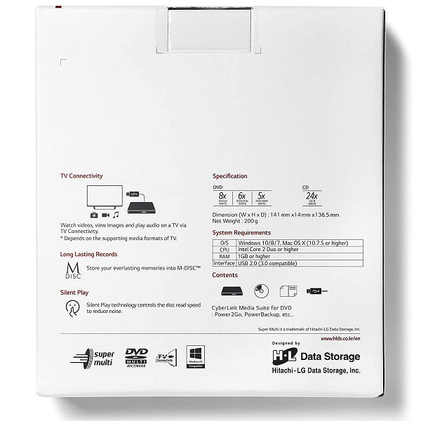 Lg External DVD-RW USB PC Computer Hitachi Ultraslim Portable DVD Burner