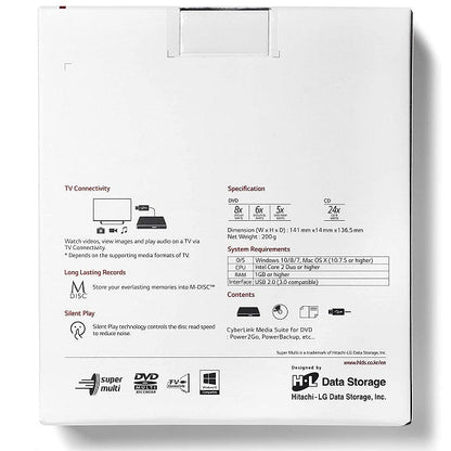 Lg External DVD-RW USB PC Computer Hitachi Ultraslim Portable DVD Burner