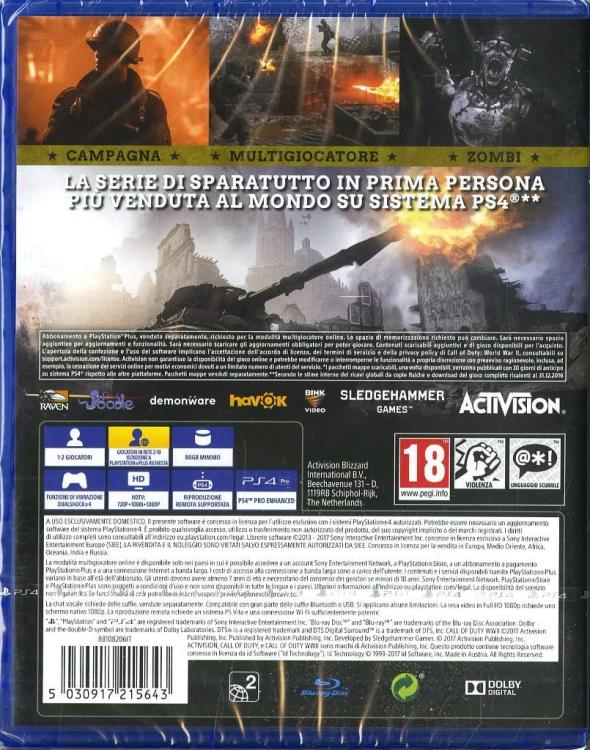 Call Of Duty World War II 2 Ps4 Italiano Gioco Playstation 4 Cod Ww2 Guerra Ita