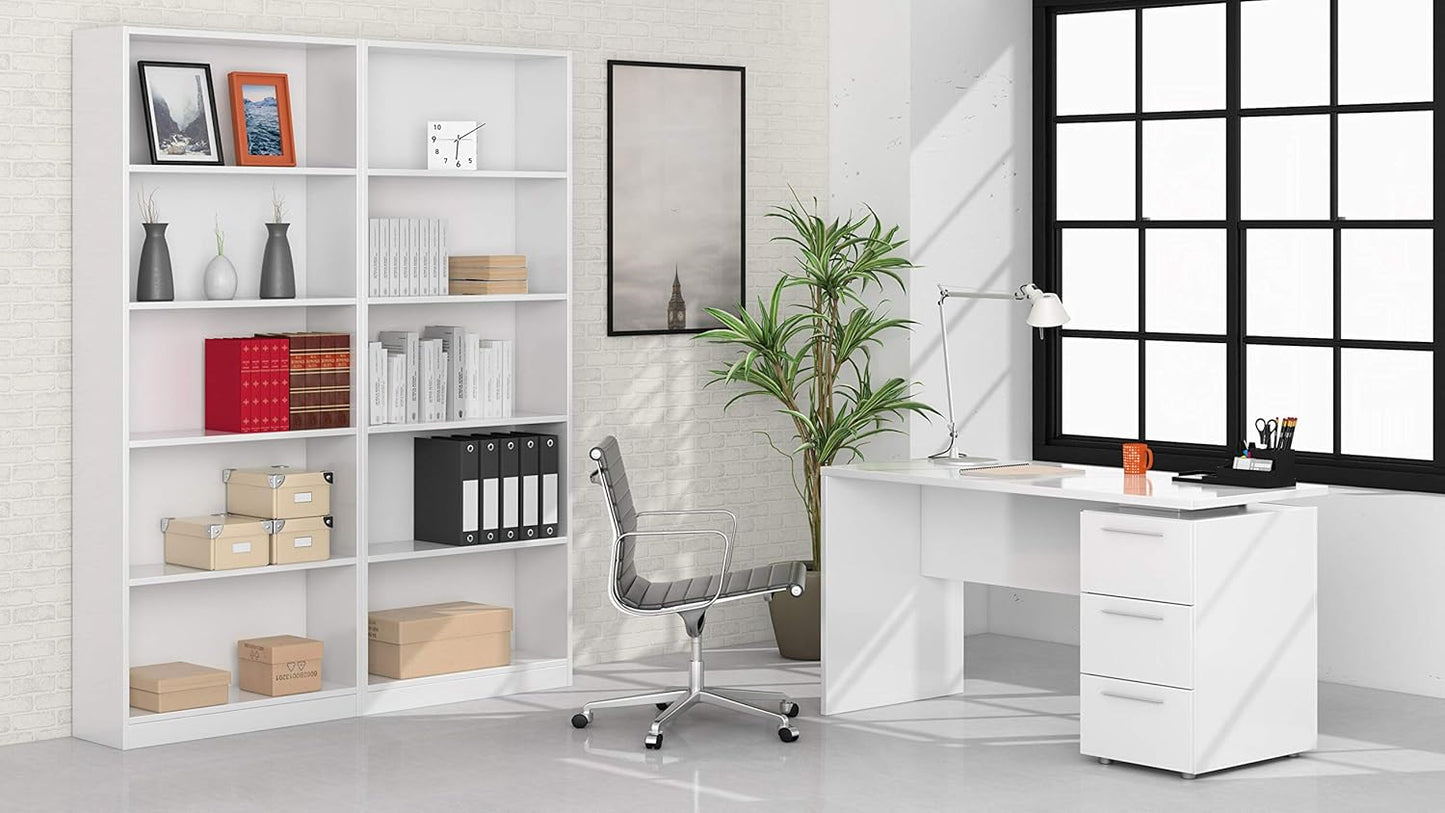 Schreibtisch 3 Schubladen Hochglanz weiß 138x60x74 cm
