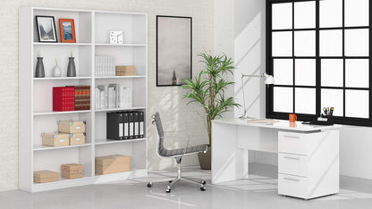 Schreibtisch 3 Schubladen Hochglanz weiß 138x60x74 cm
