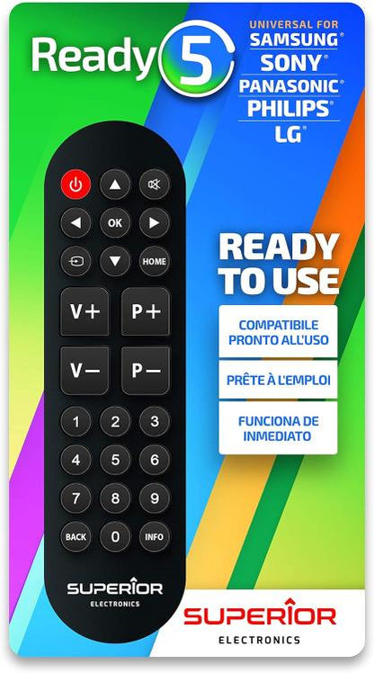 Superior Ready 5 Universal TV Remote (Samsung LG Panasonic Sony Philips)