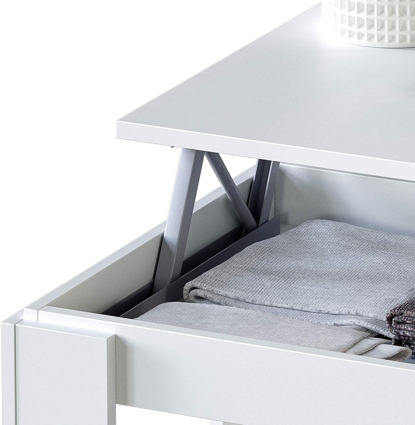 Tavolinetto Apribile Bianco Artik 102x50x43 cm con Spazio Interno