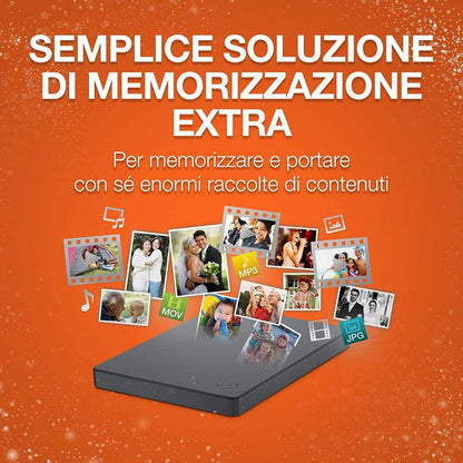 Hard Disk Esterno Seagate Hdd Ext 2.5" 1Tb Usb 3.0 Memoria Pc Ps4 Portatile Gb