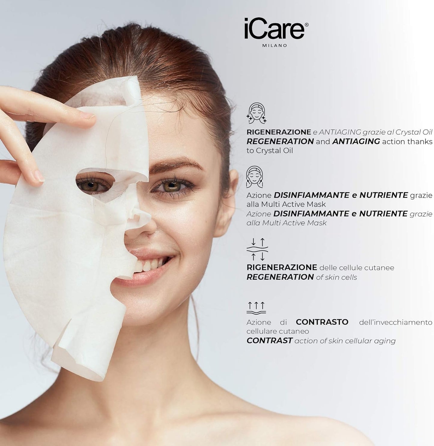 iCare Feuchtigkeitsspendende 2-Phasen-Gesichtsmaske + Crystal Oil Hyaluronsäure Anti-Aging
