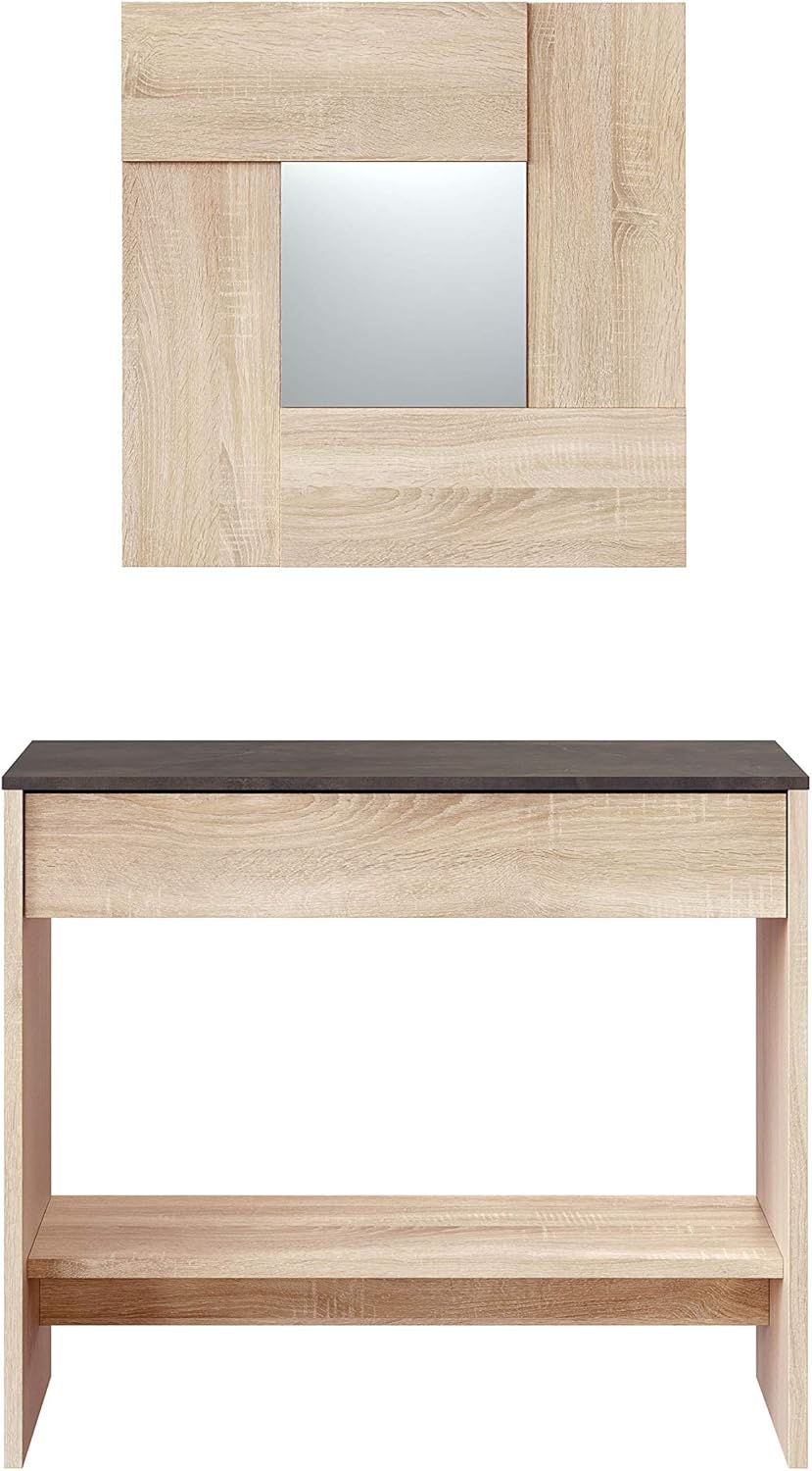 Mobile Ingresso con Cassetto e Specchio Oxys Rovere e Ossido