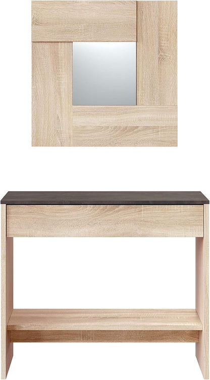 Mobile Ingresso con Cassetto e Specchio Oxys Rovere e Ossido