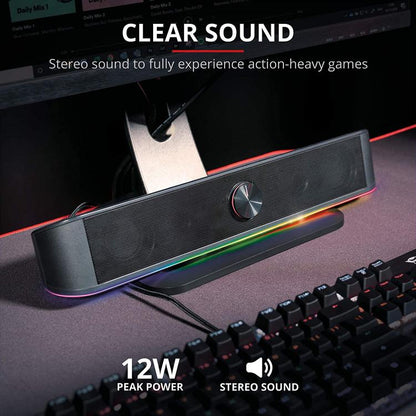 Trust Soundbar für PC TV mit RGB-LED Thorne USB/3.5mm 12 Watt Gaming-Lautsprecher |24007