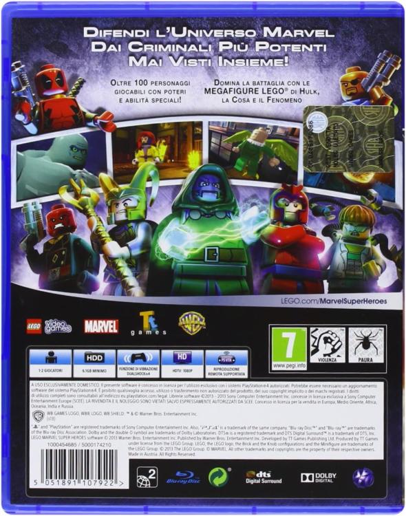 Lego Marvel Super Heroes Ps4 Spiel Videospiel Playstation 4 Italienisch Neu Ita