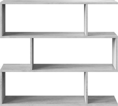 Libreria alta Athena a zig zag 110 cm colore cemento moderna
