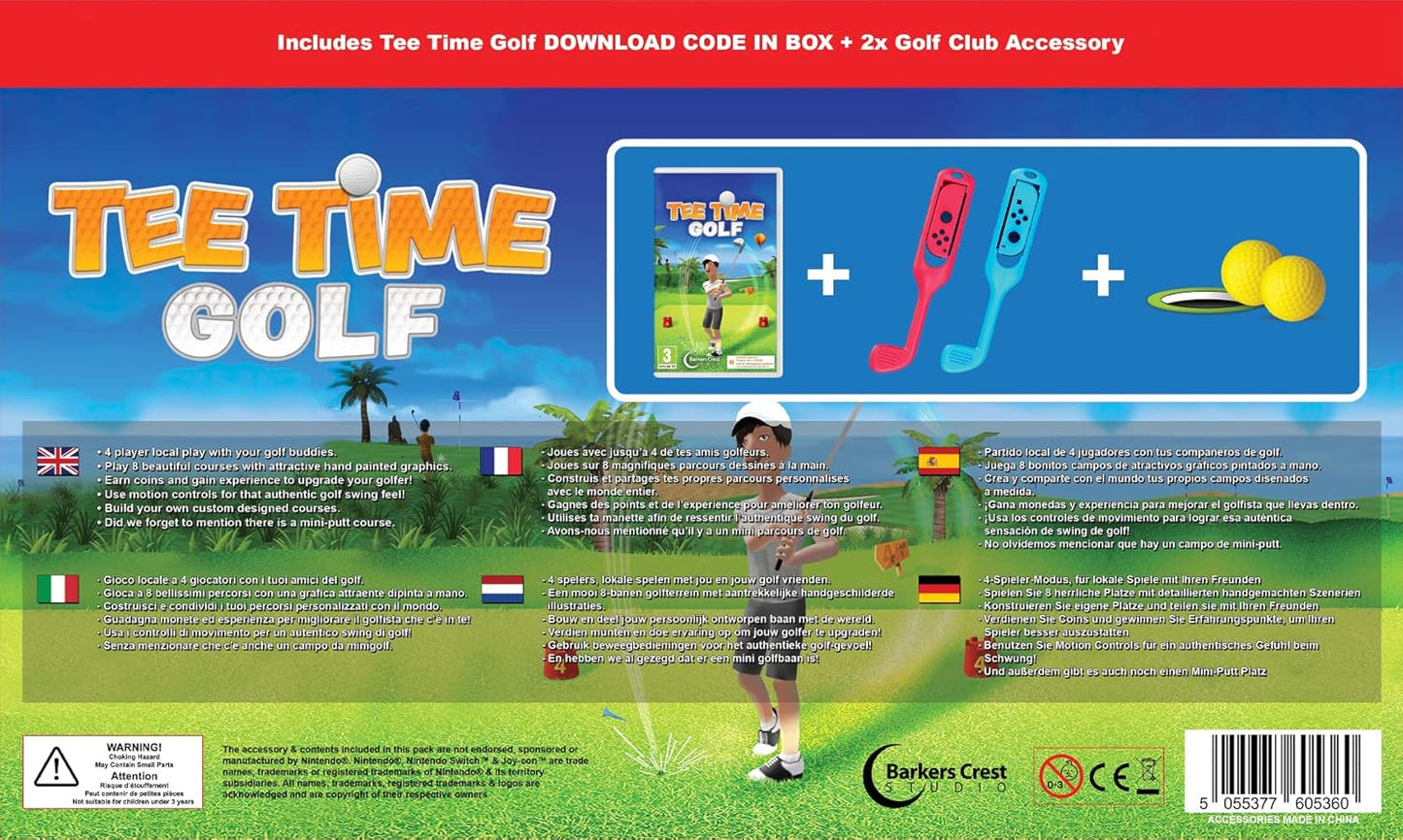 Tee Time Golf Switch Bundle + 2x Golfschläger-Zubehör Videospiel EU Mehrsprachig Ita