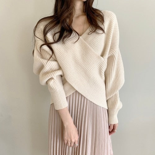 Maglione a maniche lunghe Pullover Autunno Inverno Stile coreano Maglione lavorato a maglia