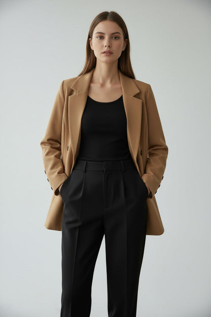 Giacca elegante donna, Giacca con bottoni autunnale femminile