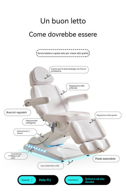 Professionelle elektrische Liege für Kosmetik und Massagen – Verstellbar, mit LED-Beleuchtung, aus PU-Leder