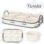 6-Piece Porcelain Appetizer Set with Tray Stand for Aperitifs and Sauce Bowls