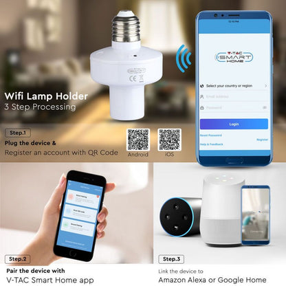 Smarte E27 Wi-Fi Lampenfassung 20W Kompatibel mit Google Home und Alexa