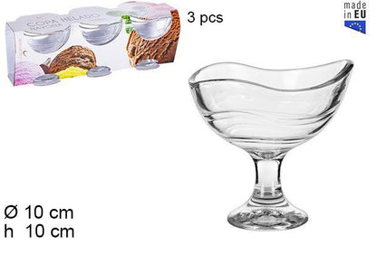 Set 3Pz Coppette Gelato In Vetro Navona 3 Pezzi Bicchieri Da 180Ml Coppa Dessert