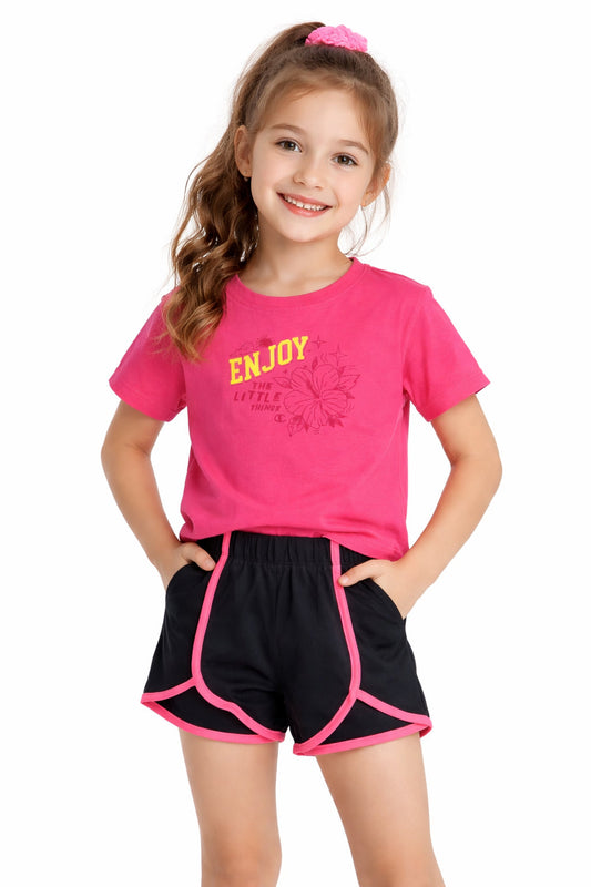 Champion Set Donna Maglietta e Pantaloncino 405377 PS038 - Rosa