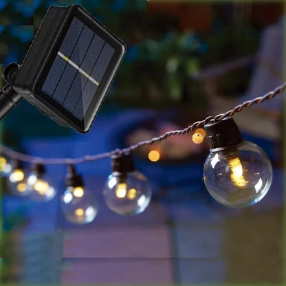 Catenaria Solare Luminosa 10 Lampadine Catena 3,8mt Luci Esterno Addobbi Natale
