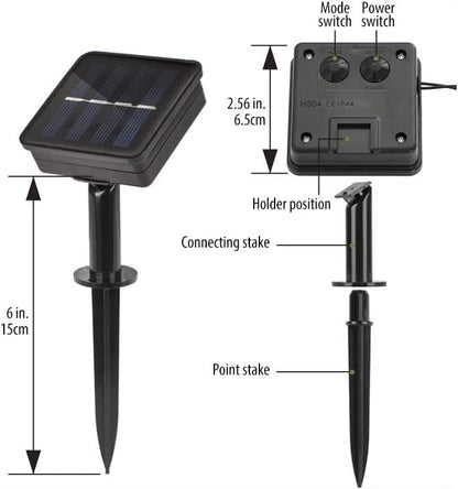 Catenaria Solare Luminosa 10 Lampadine Catena 3,8mt Luci Esterno Addobbi Natale