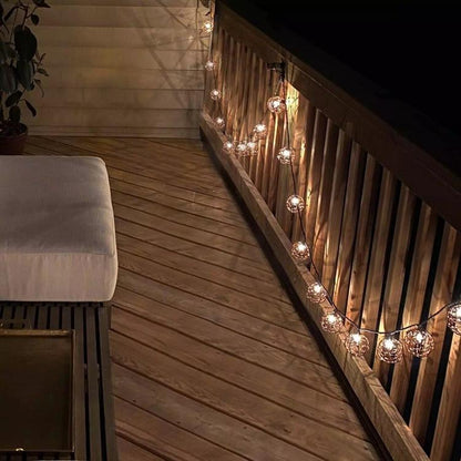 Catenaria Solare Luminosa 10 Lampadine Catena 3,8mt Luci Esterno Addobbi Natale