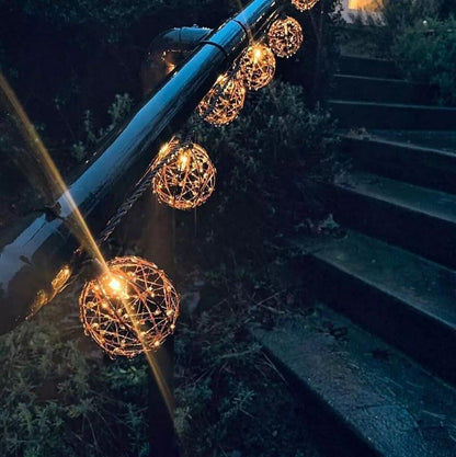 Catenaria Solare Luminosa 10 Lampadine Catena 3,8mt Luci Esterno Addobbi Natale